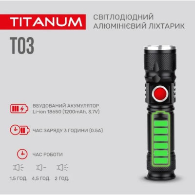 Портативний світлодіодний ліхтарик TITANUM TLF-T03 230Lm 6500K (TLF-T03)