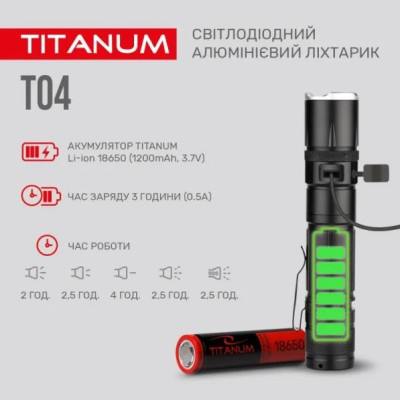 Портативний світлодіодний ліхтарик TITANUM TLF-T04 300Lm 6500K (TLF-T04)