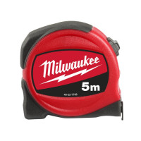 Рулетка MILWAUKEE SLIMLINE 5 м x 25 мм, нейлонове покриття,обгумована,метрична Рулетка MILWAUKEE SLIMLINE 5 м x 25 мм, нейлонове покриття,обгумована,метрична