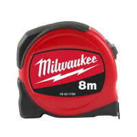 Рулетка MILWAUKEE SLIMLINE 8 м x 25 мм, нейлонові покриття, обгумована, метрична Рулетка MILWAUKEE SLIMLINE 8 м x 25 мм, нейлонові покриття, обгумована, метрична