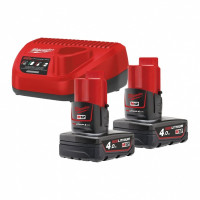 Енергокомплект MILWAUKEE, M12 NRG-402 (+ заряд.пристрій, 2 акум.Х 4Аг) (4933459211) Енергокомплект MILWAUKEE, M12 NRG-402 (+ заряд.пристрій, 2 акум.Х 4Аг) (4933459211)